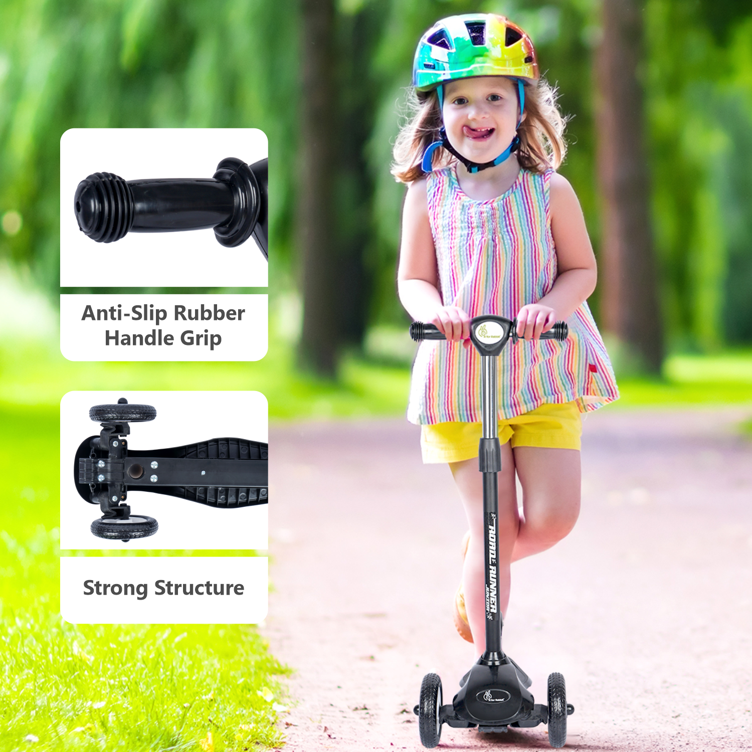 R for Rabbit Road Runner Junior - Black - Scooter