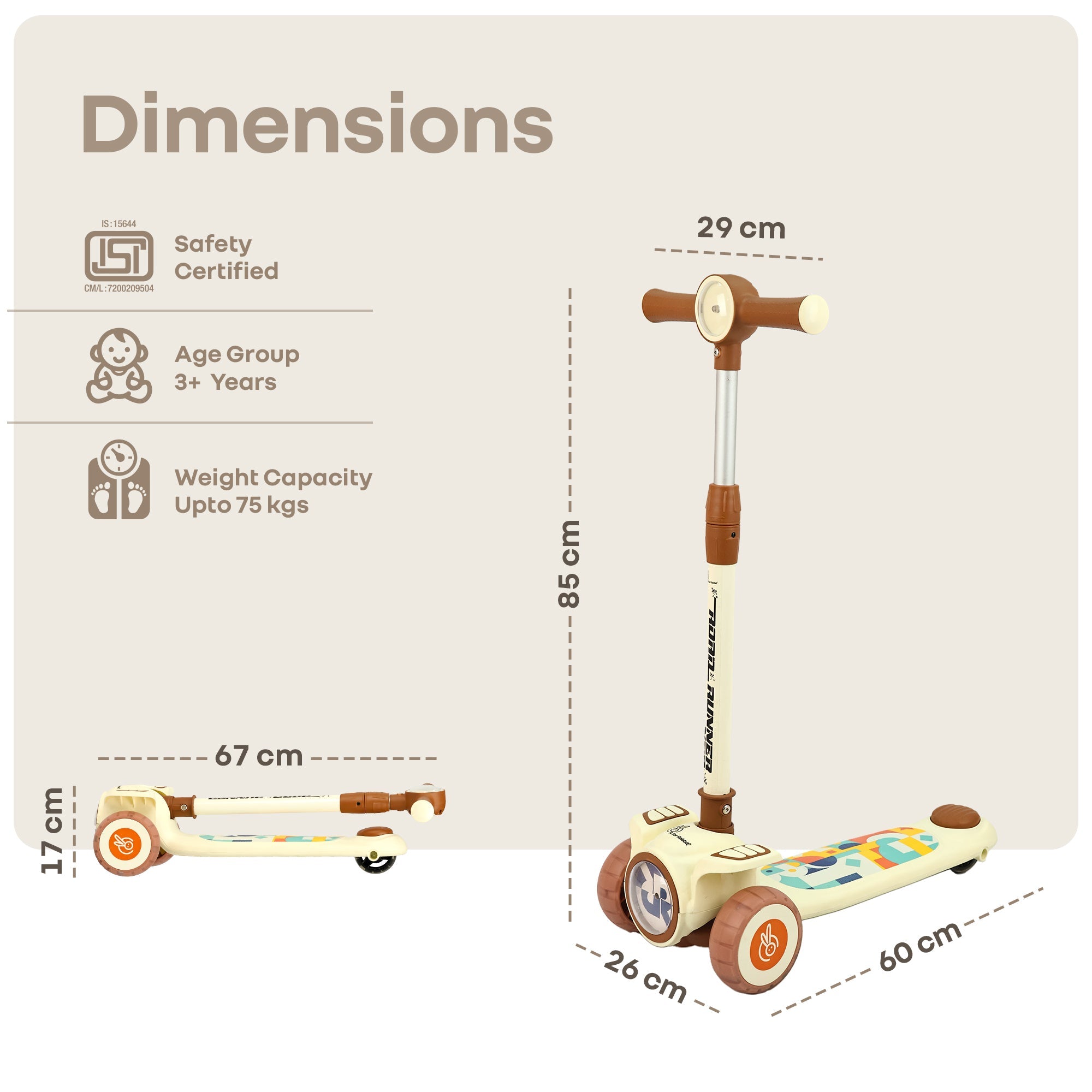R for Rabbit Road Runner Neo Kids Scooter with LED Wheels & Height Adjustment - Scooter