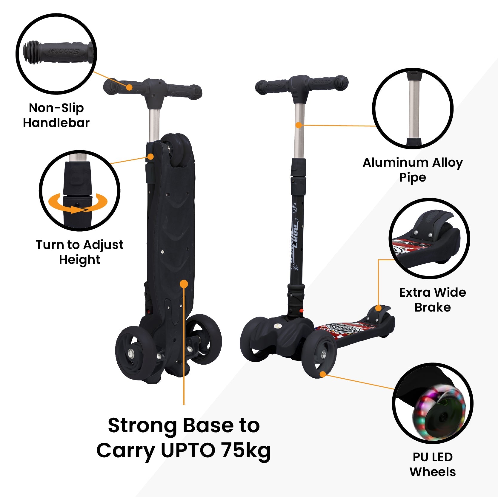 R for Rabbit Road Runner Scooter - Black - SRRRBK1