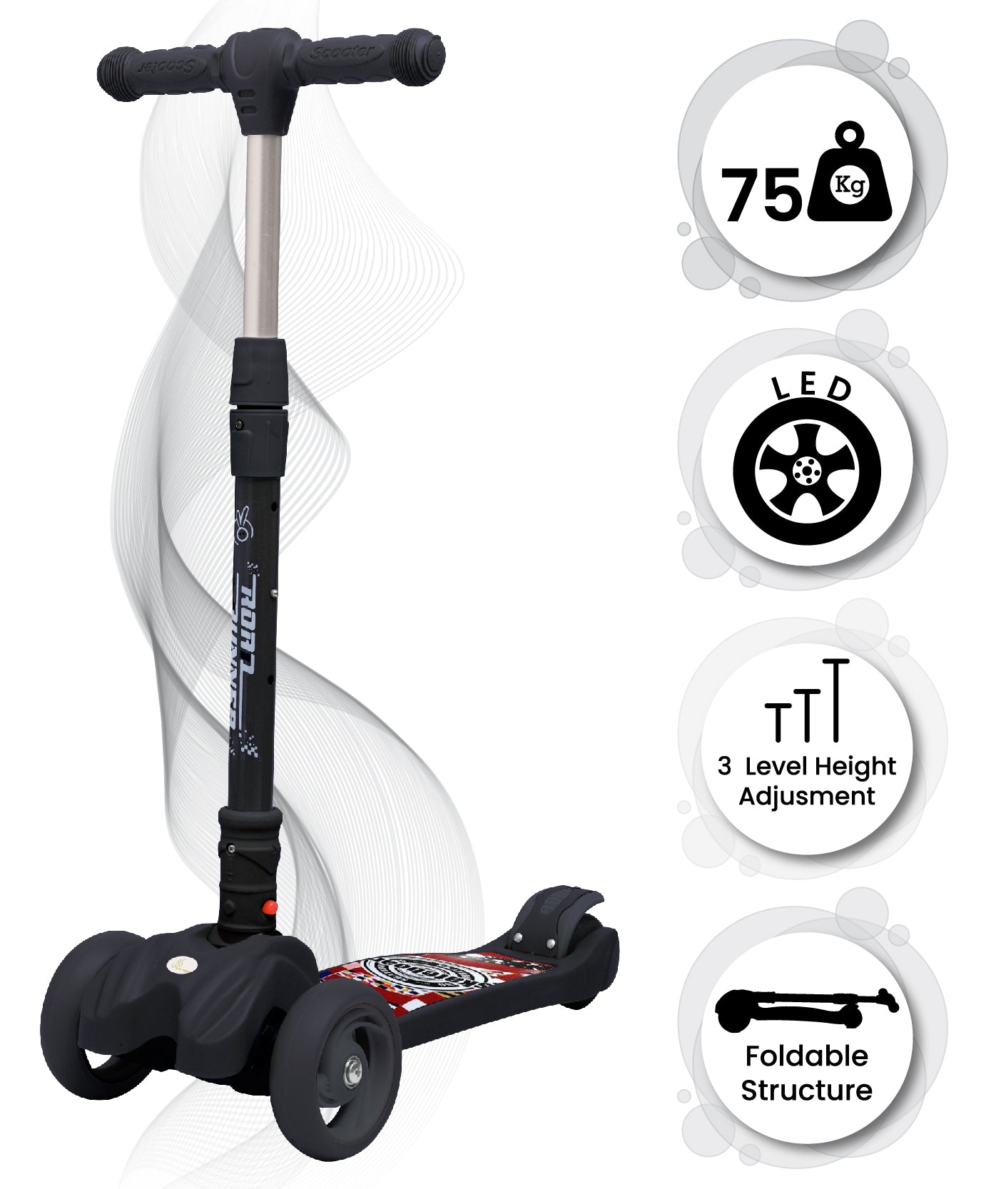 R for Rabbit Road Runner Scooter - Black - SRRRBK1