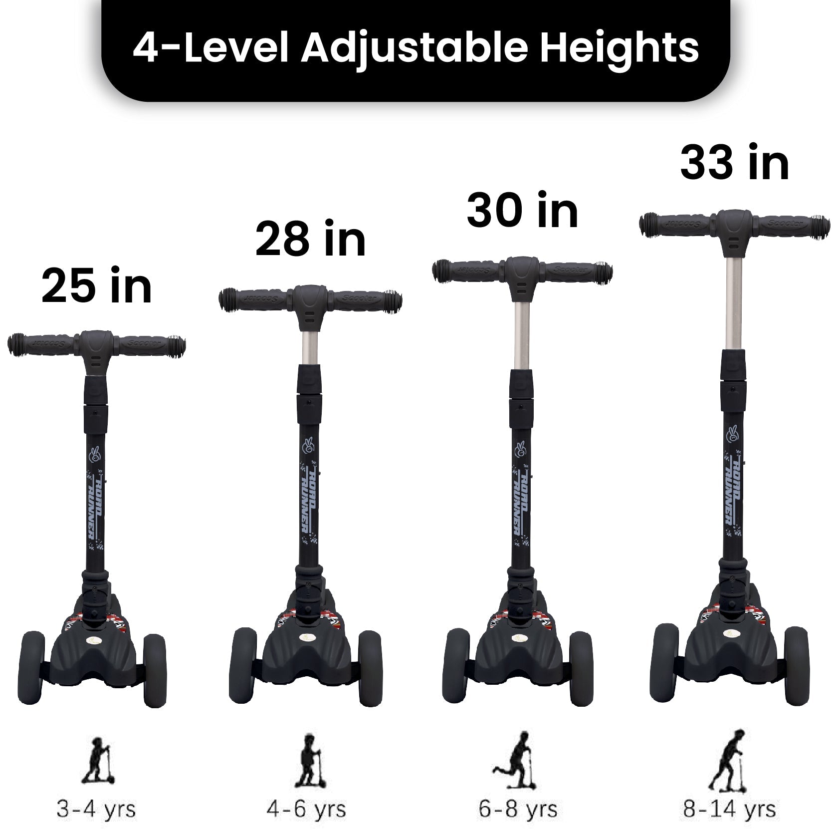 R for Rabbit Road Runner Scooter - Black - SRRRBK1
