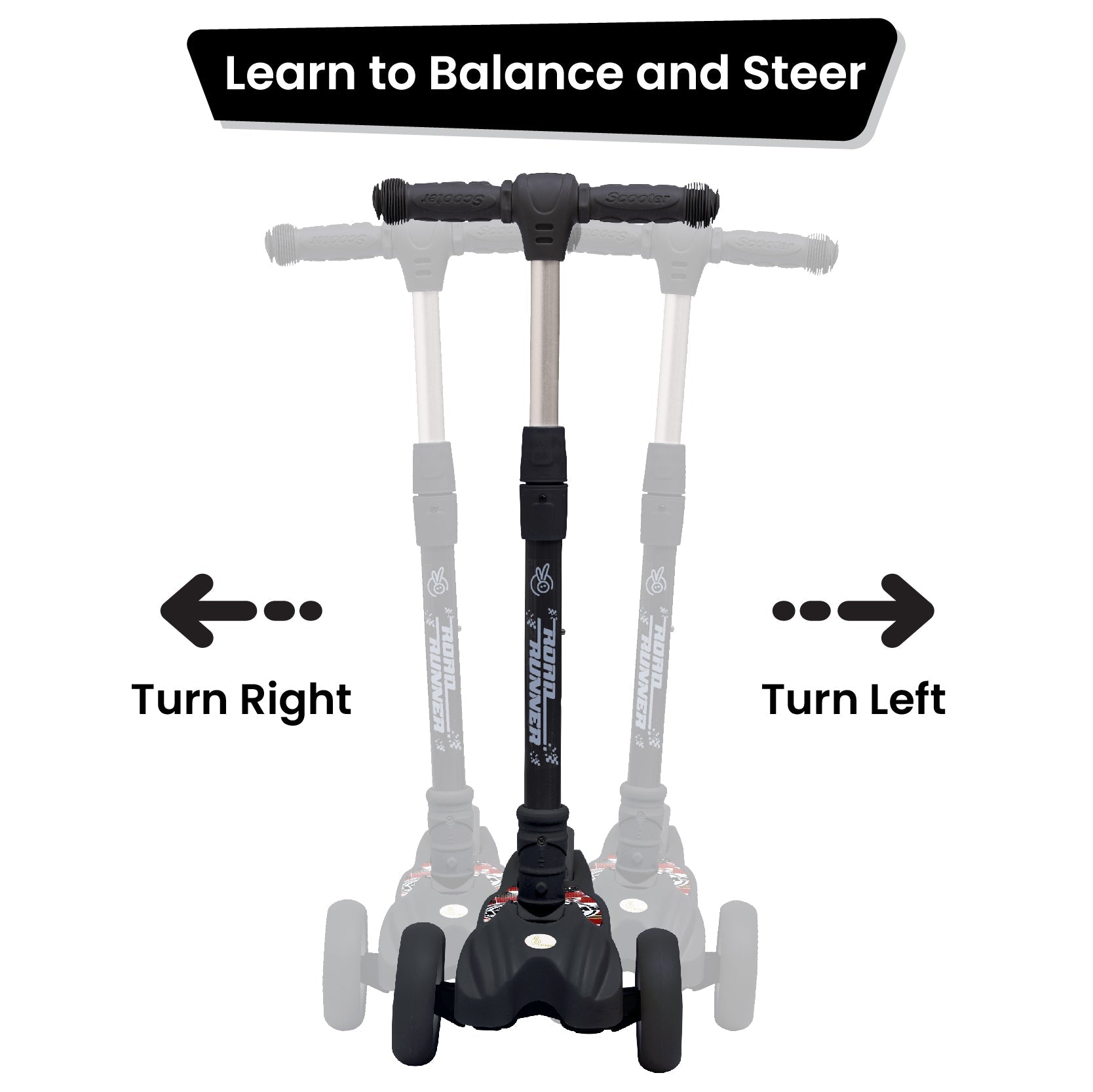 R for Rabbit Road Runner Scooter - Black - SRRRBK1