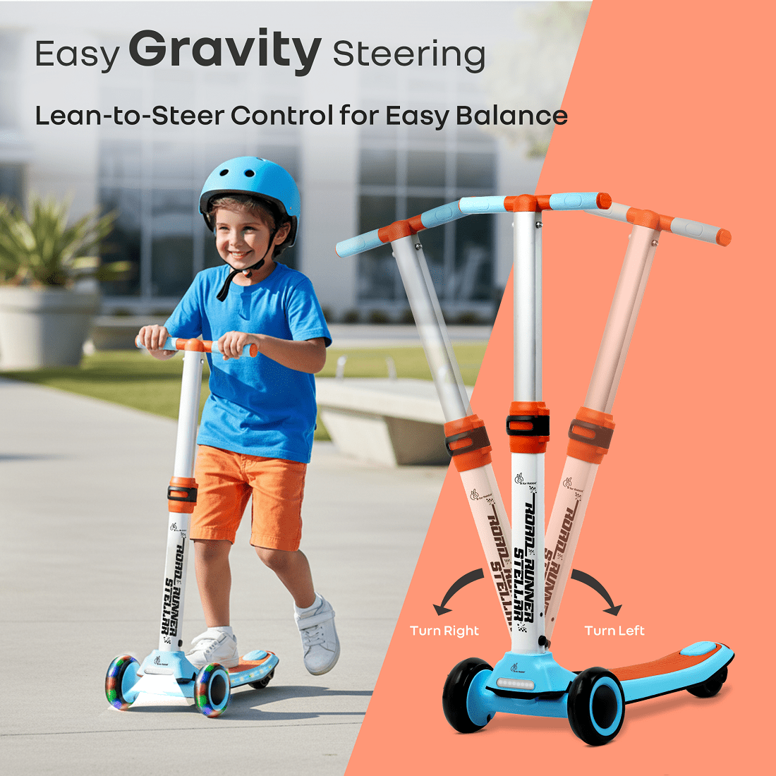 R for Rabbit Road Runner Stellar Scooter Blue Orange Ride ons and Toys - Scooter