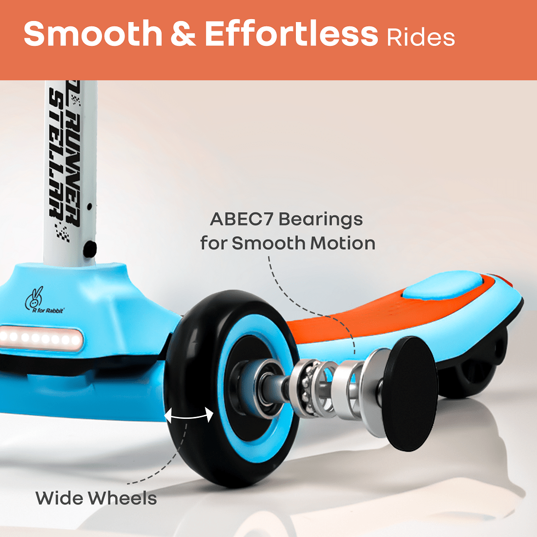 R for Rabbit Road Runner Stellar Scooter Blue Orange Ride ons and Toys - Scooter