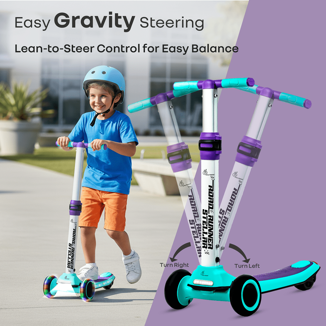 R for Rabbit Road Runner Stellar Scooter Green Purple Ride ons and Toys - Scooter