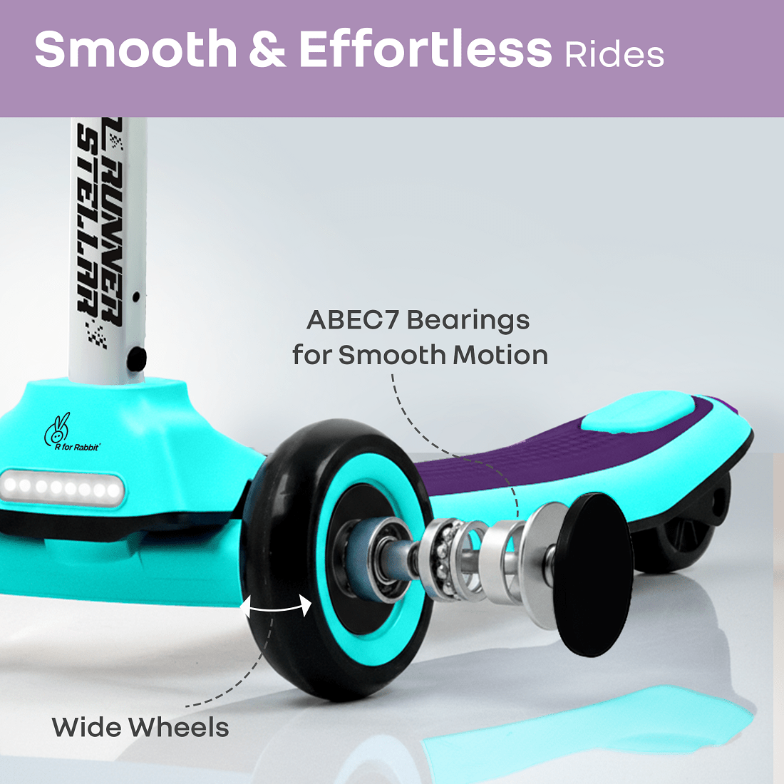 R for Rabbit Road Runner Stellar Scooter Green Purple Ride ons and Toys - Scooter