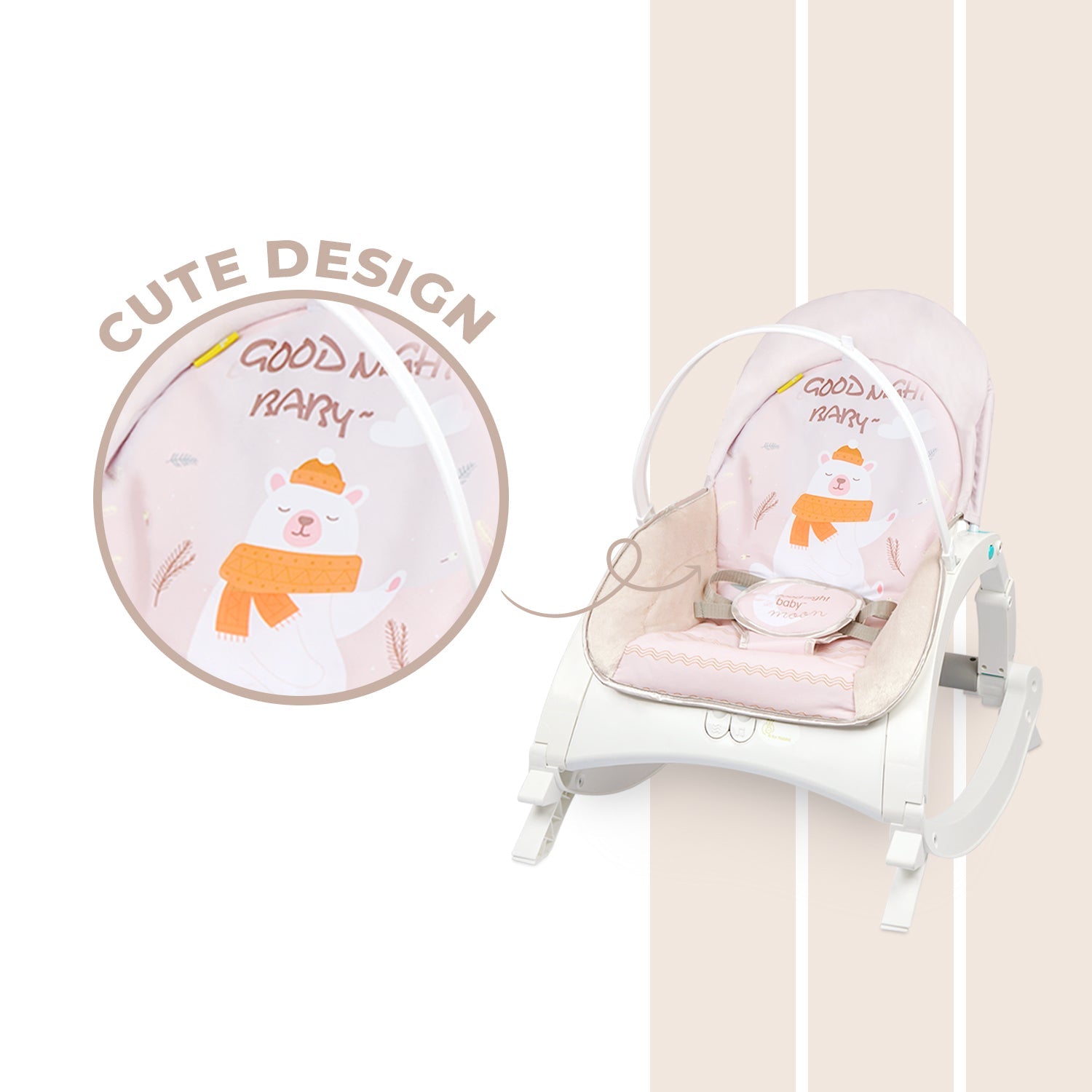 R for Rabbit Rock N Play Rocker - Cream Grey - Baby Rocker