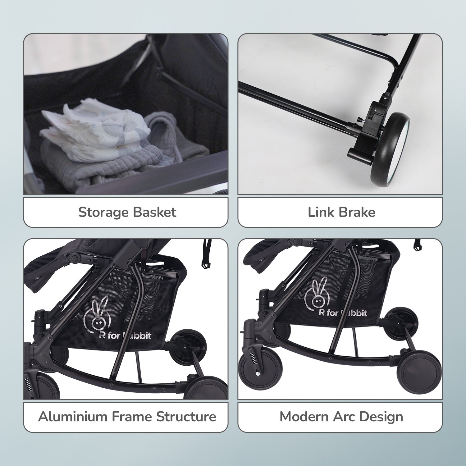 R for Rabbit Rock & Roll Baby Stroller - Black - Baby Stroller & Prams