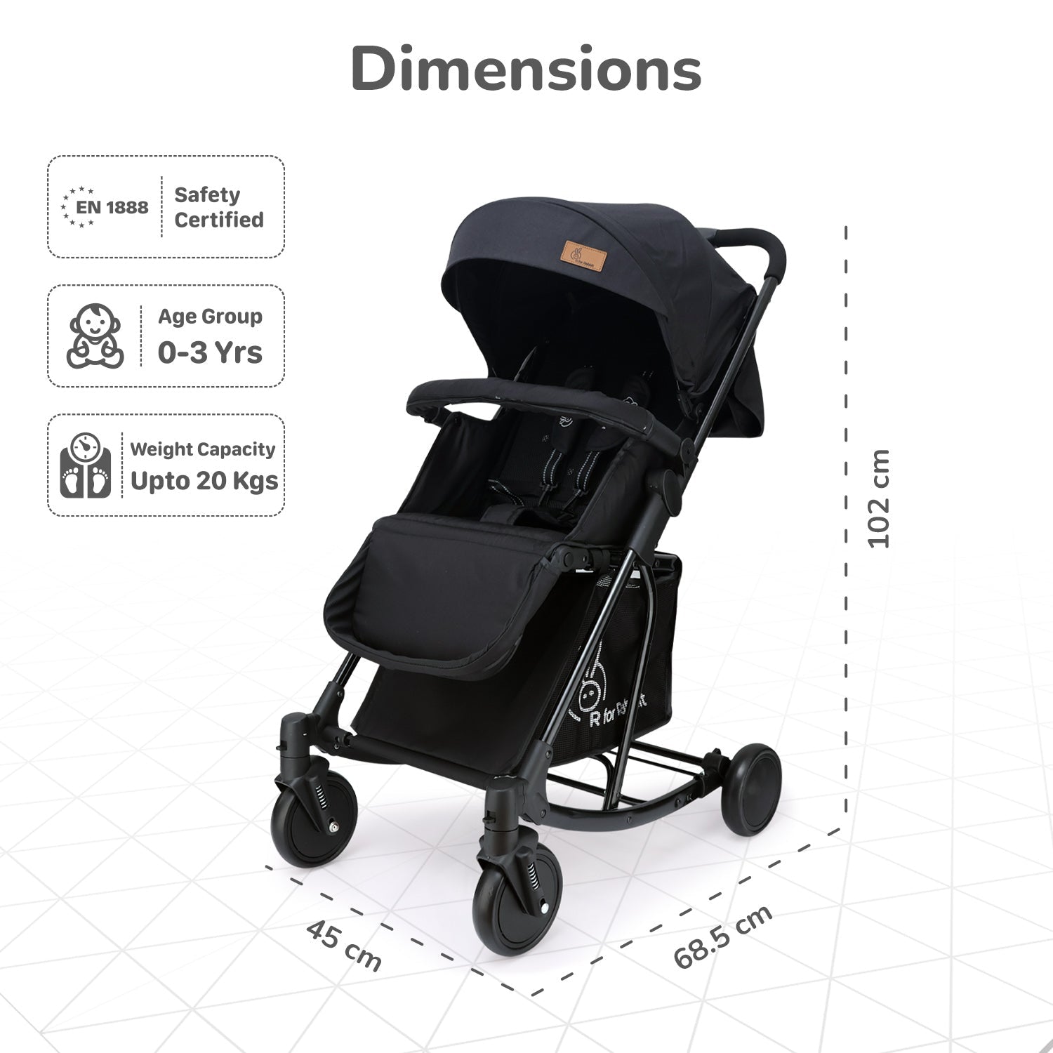 R for Rabbit Rock & Roll Baby Stroller - Black - Baby Stroller & Prams