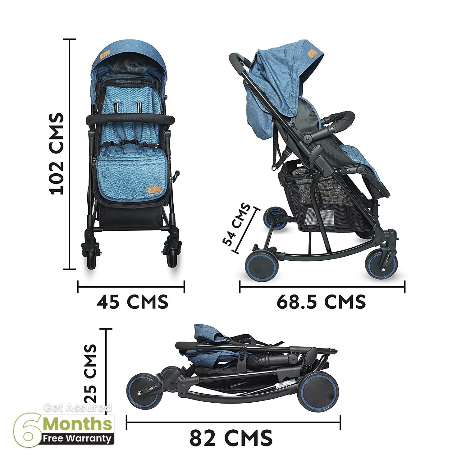R for Rabbit Rock & Roll Baby Stroller - Black Blue - Baby Stroller & Prams