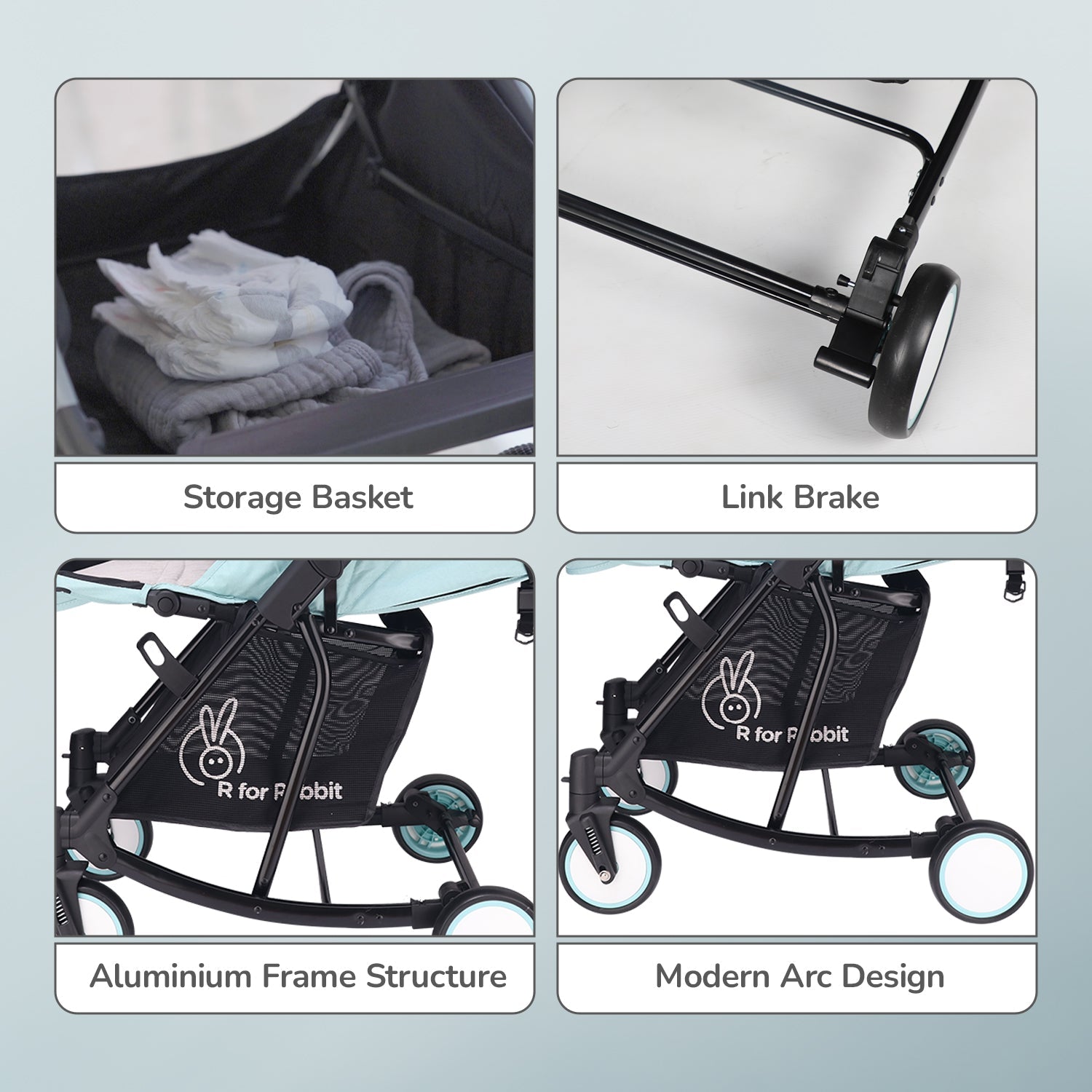 R for Rabbit Rock & Roll Baby Stroller - Sea Green - Baby Stroller & Prams
