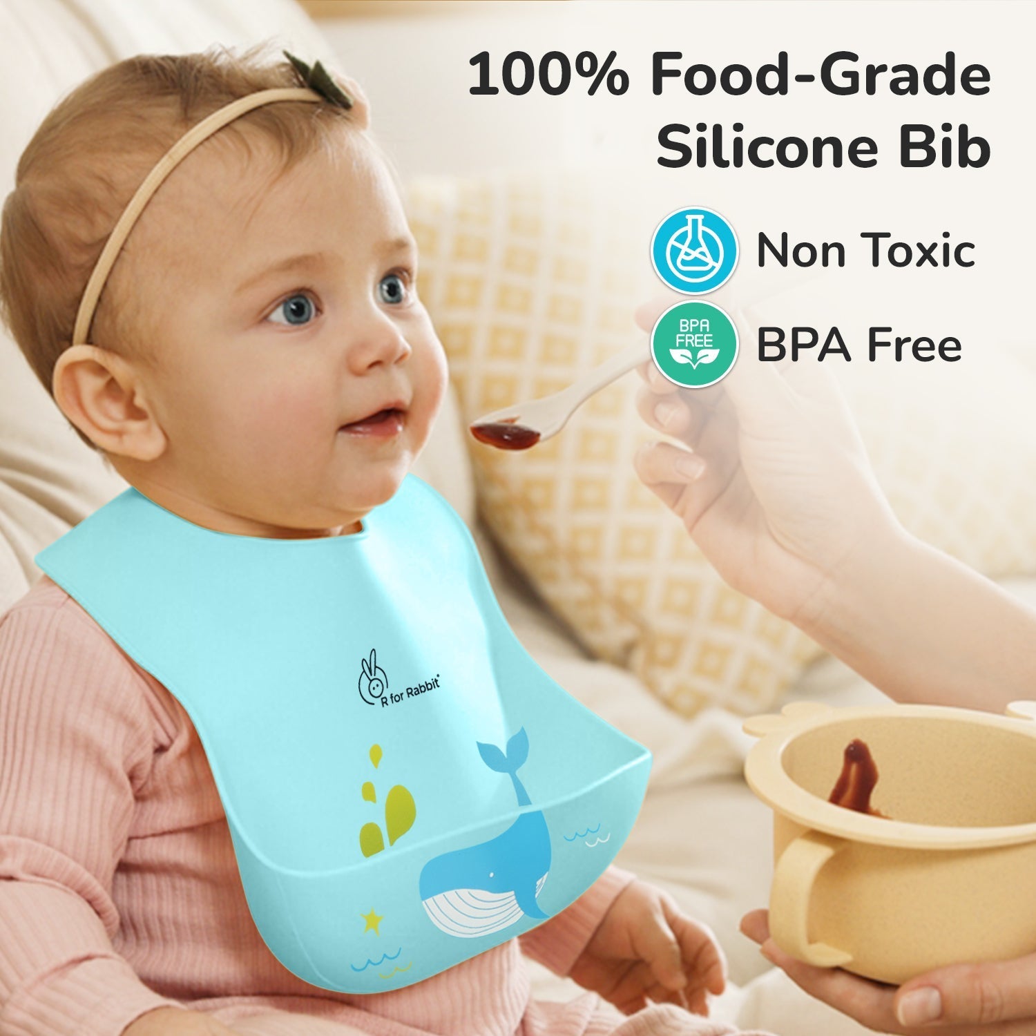 R for Rabbit Safari Silicone Bibs - Lake Blue Silicone Bib