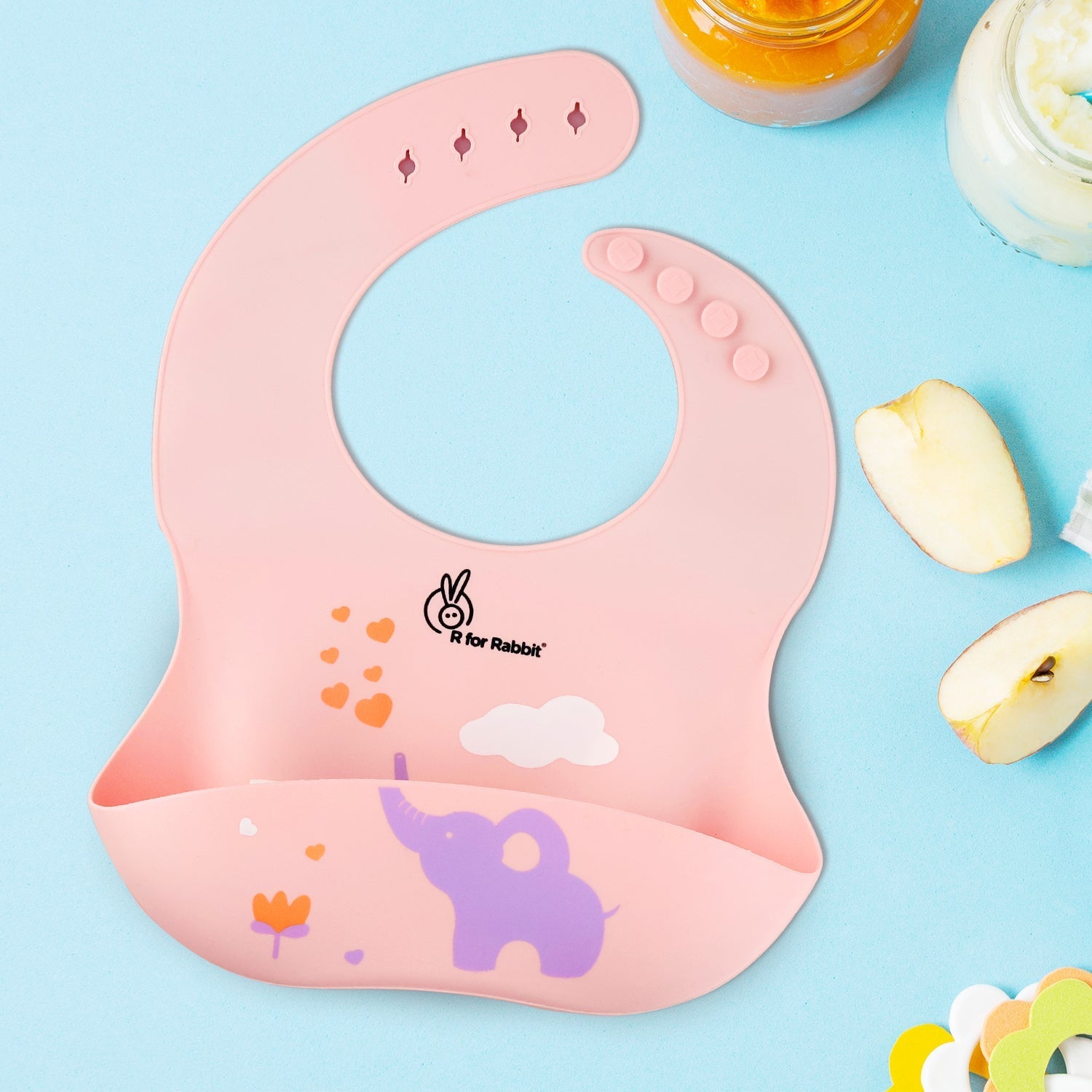 R for Rabbit Safari Silicone Bibs - Peach Silicone Bib