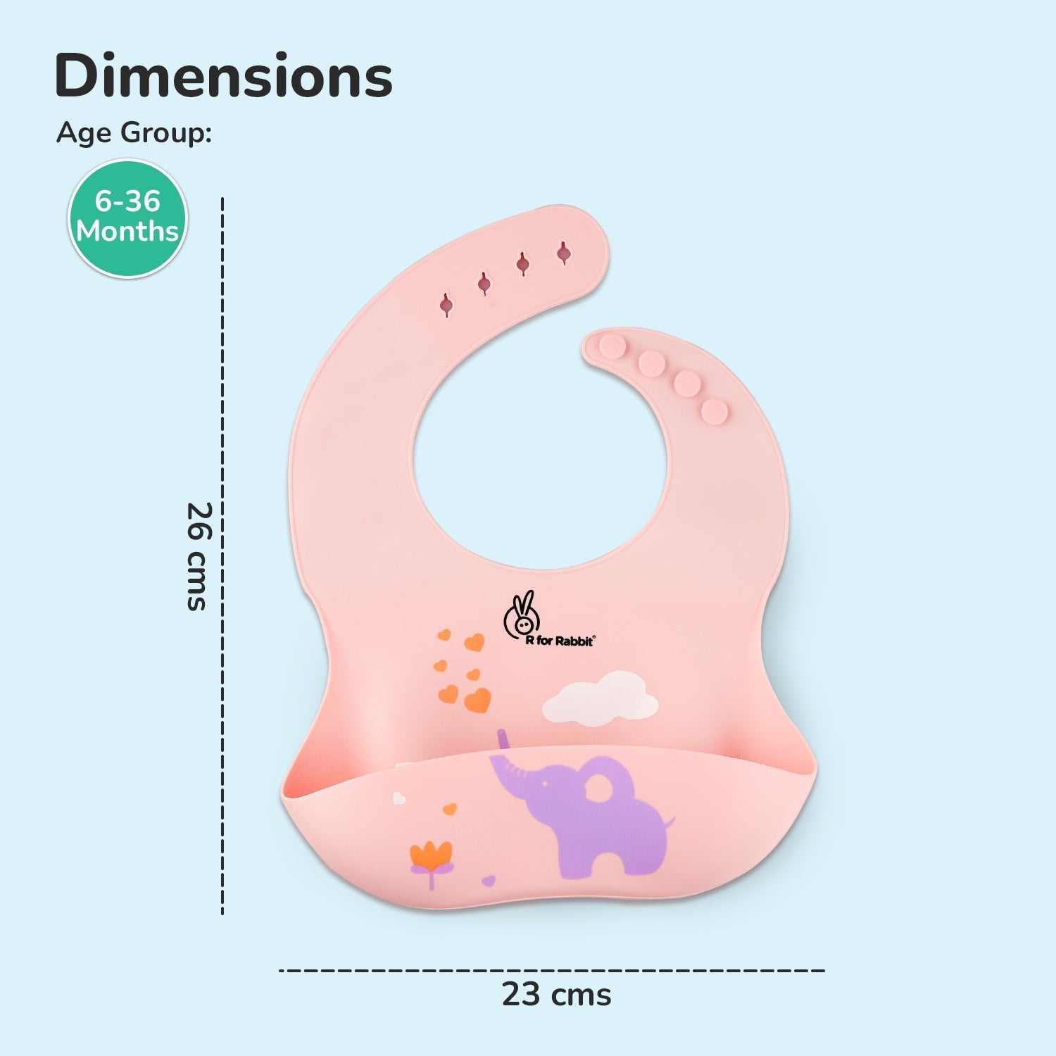 R for Rabbit Safari Silicone Bibs - Peach Silicone Bib