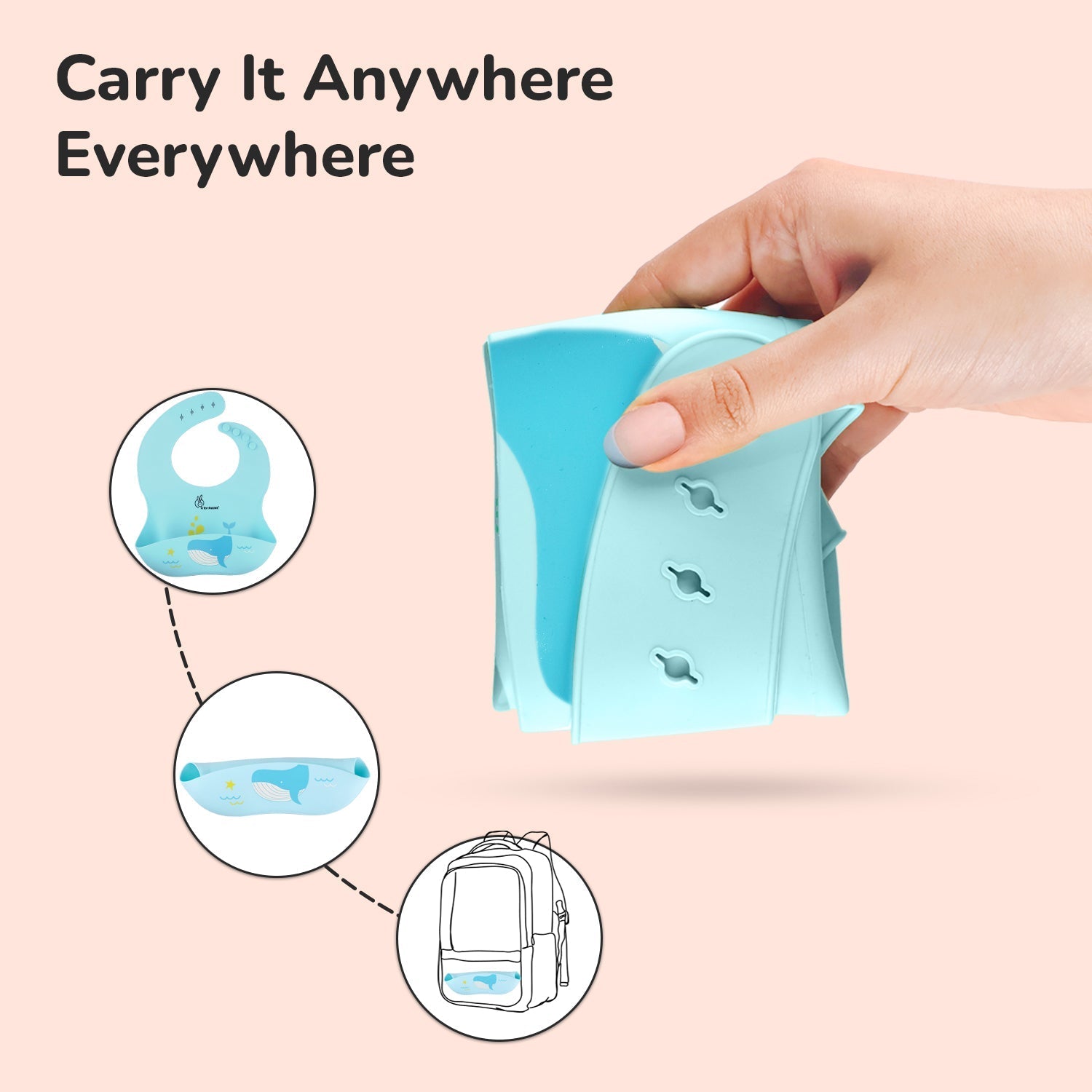 R for Rabbit Safari Silicone Bibs - Lake Blue Silicone Bib