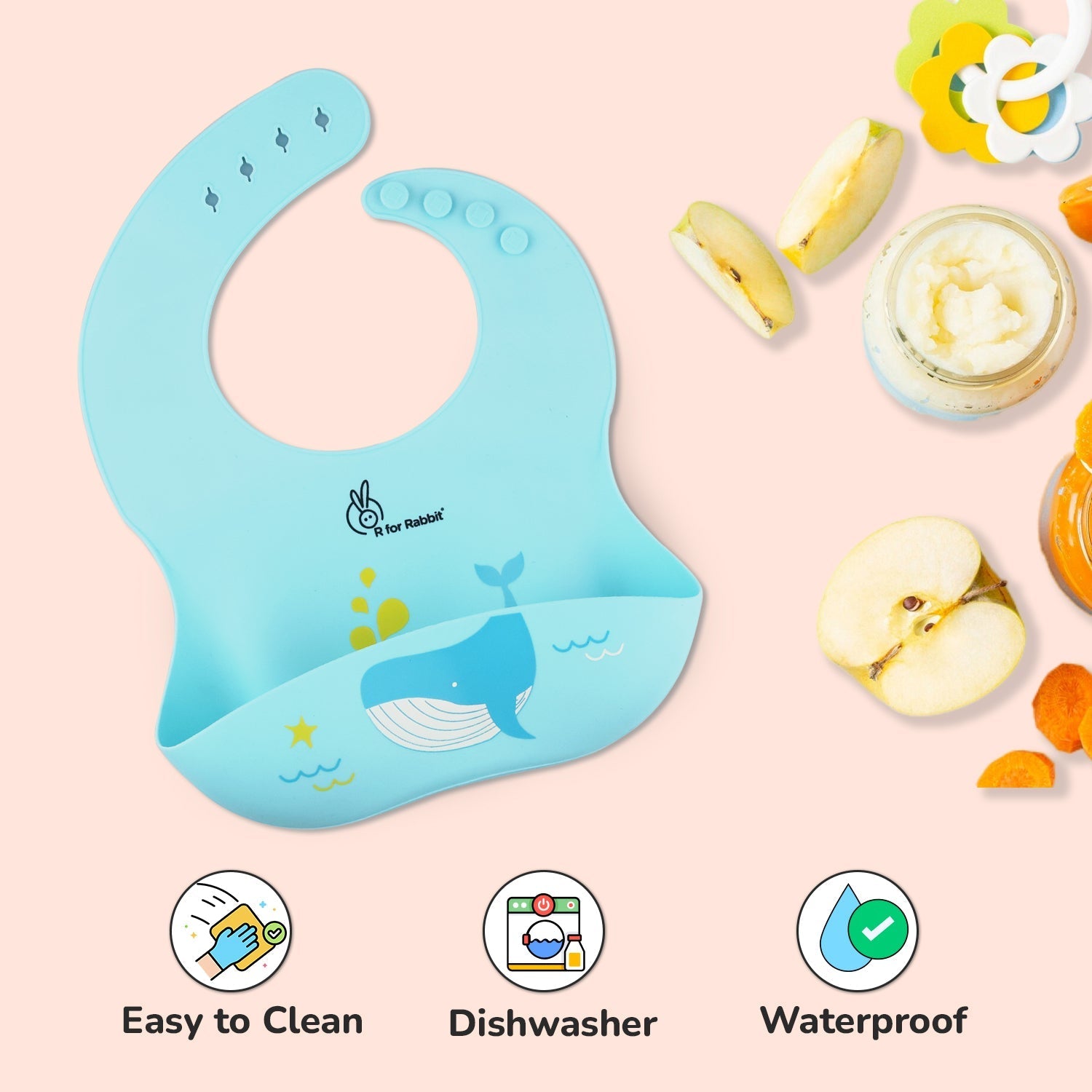 R for Rabbit Safari Silicone Bibs - Lake Blue Silicone Bib