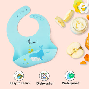 R for Rabbit Safari Silicone Bibs - Lake Blue Silicone Bib