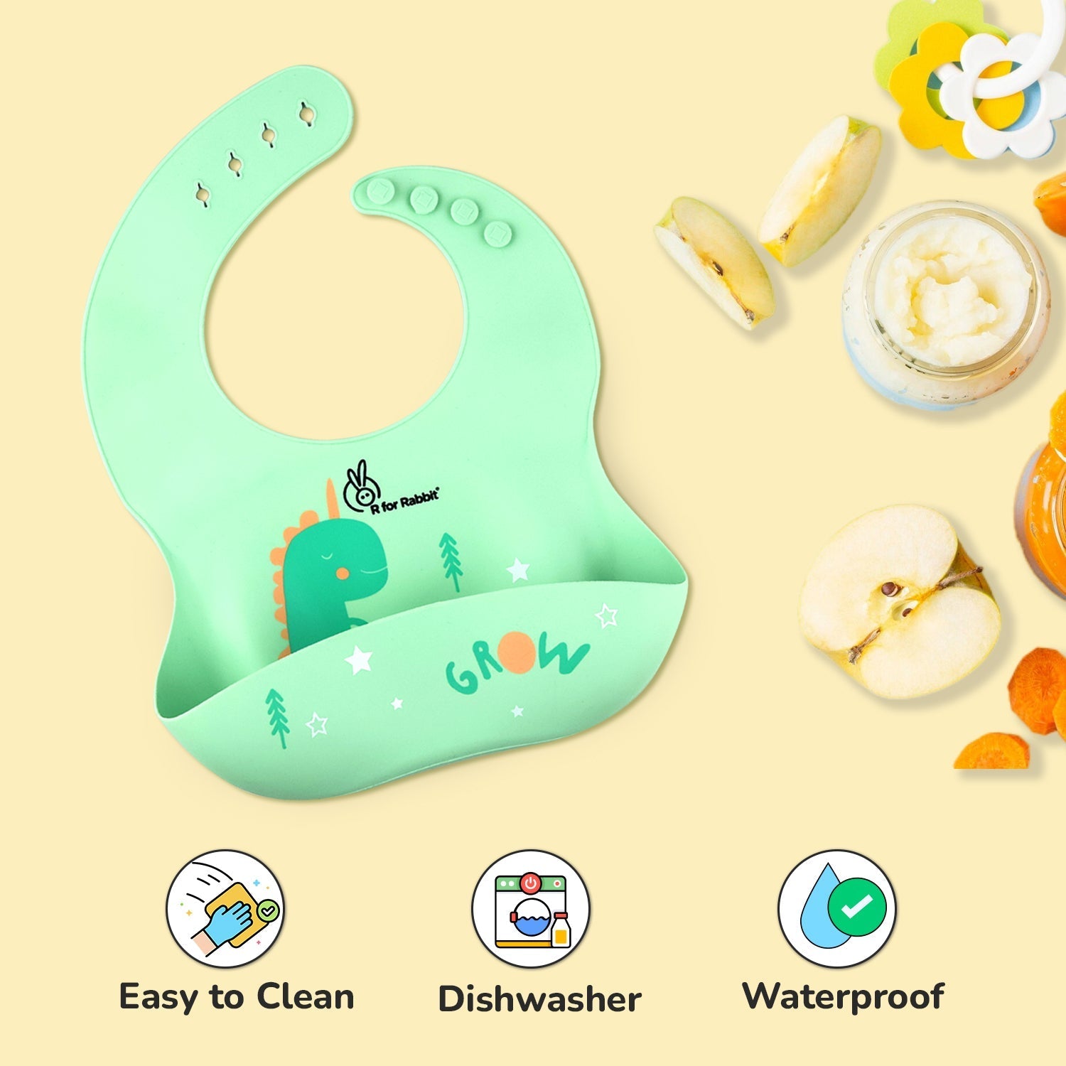 R for Rabbit Safari Silicone Bibs - Sea Green Silicone Bib