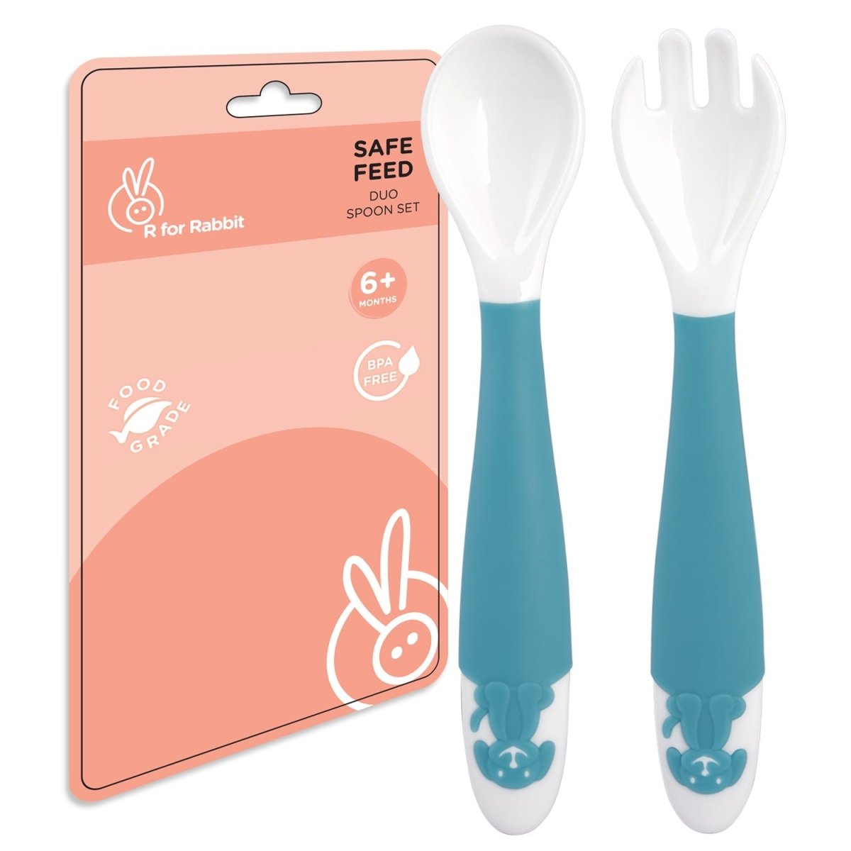 R for Rabbit Safe Feed Duo Spoon Set- Blue - SFDSB01