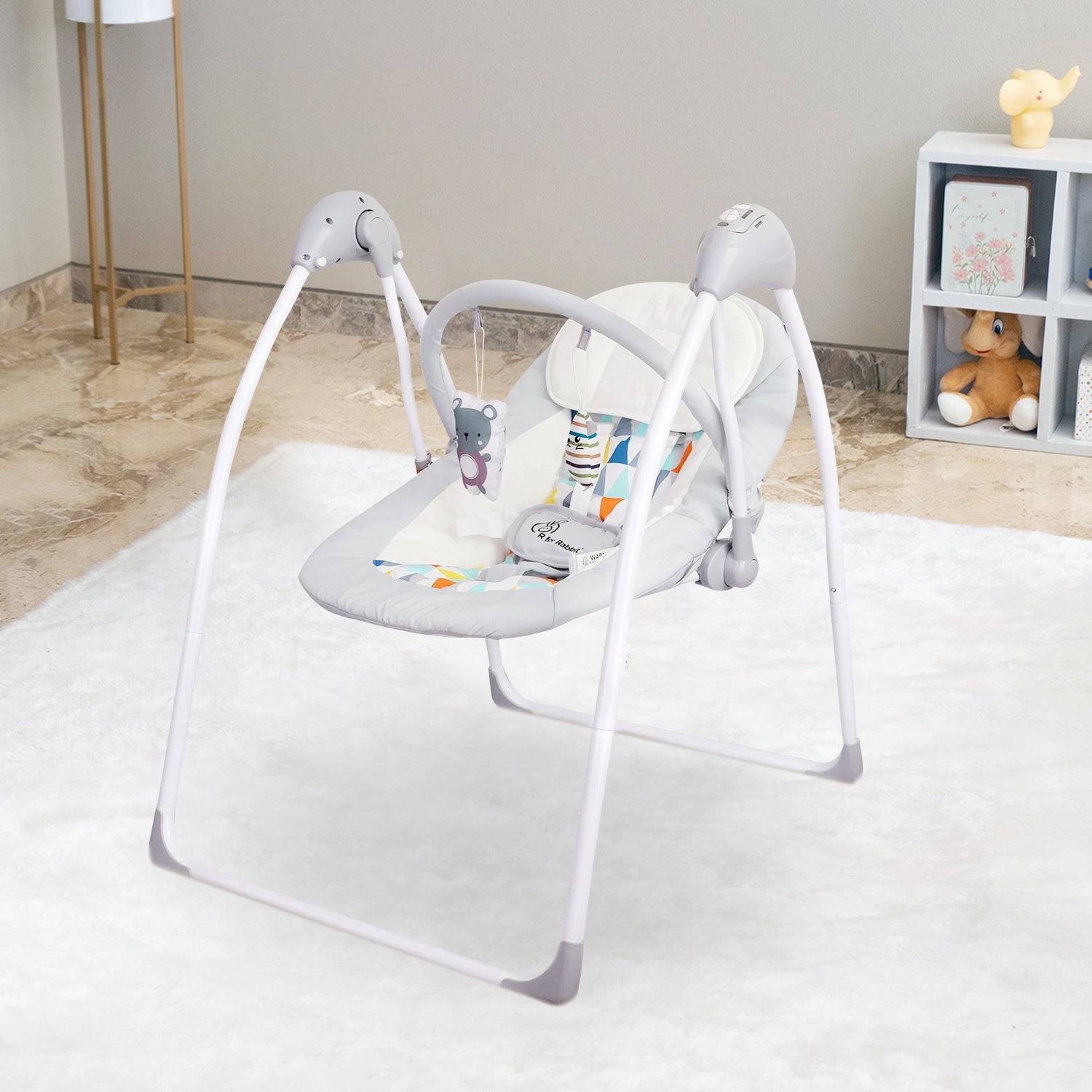 R for Rabbit Snicker Automatic Baby Swing - Grey Multi - Swings