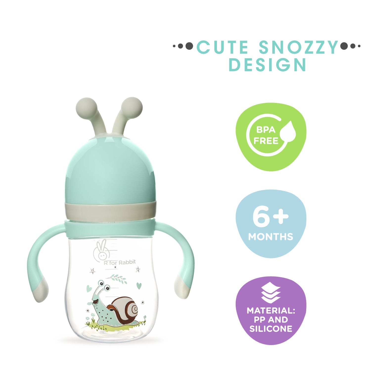 Sippy Rabbit R for Rabbit Snoozy Baby Spout Sippy Cup 240ml - Green - Sippers