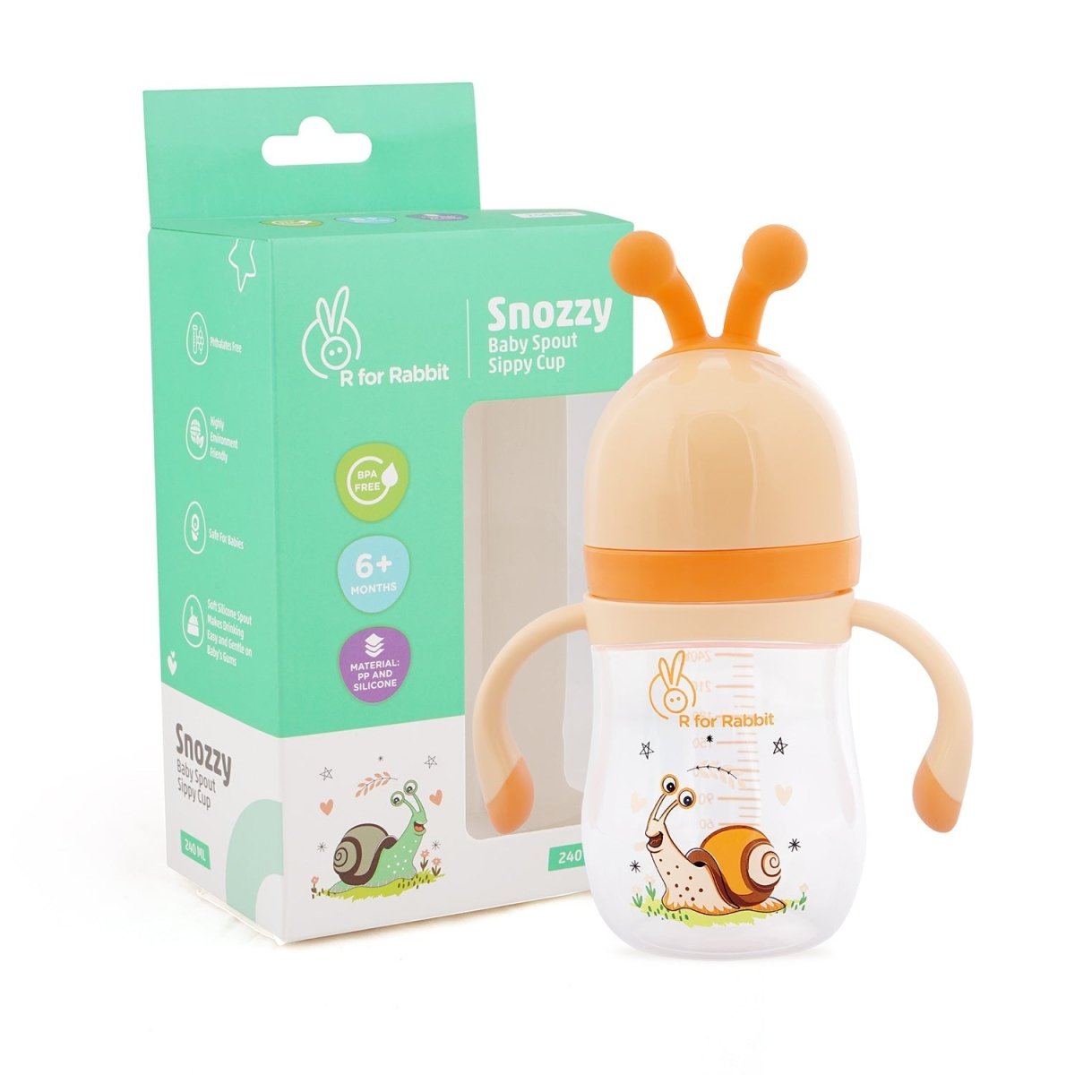 R for Rabbit Snoozy Baby Spout Sippy Cup 240ml- Yellow - SSSZY01