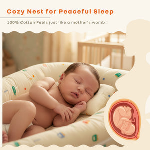 R for Rabbit Snuggy Cuddles Newborn Baby Bed - Anti - Roll Baby Nest - 100% Cotton Breathable Lounger - Bedding Set