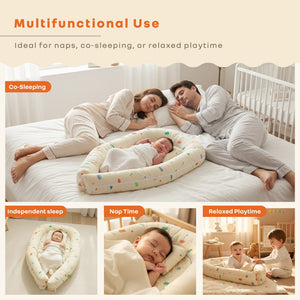 R for Rabbit Snuggy Cuddles Newborn Baby Bed - Anti - Roll Baby Nest - 100% Cotton Breathable Lounger - Bedding Set