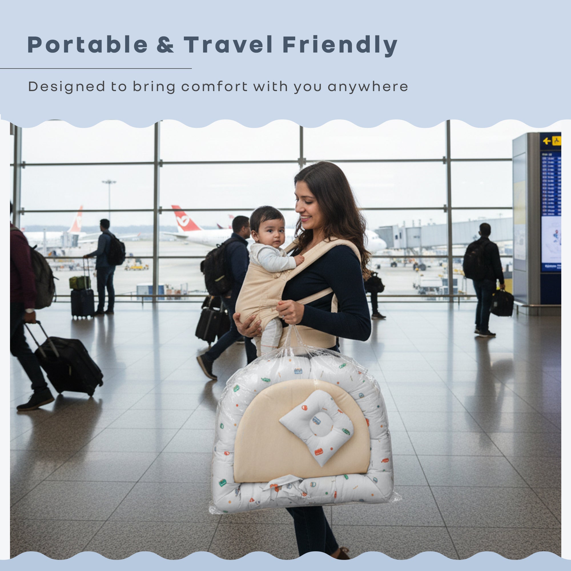 R for Rabbit Snuggy Cuddles Newborn Baby Bed - Anti - Roll Baby Nest - 100% Cotton Breathable Lounger - Bedding Set