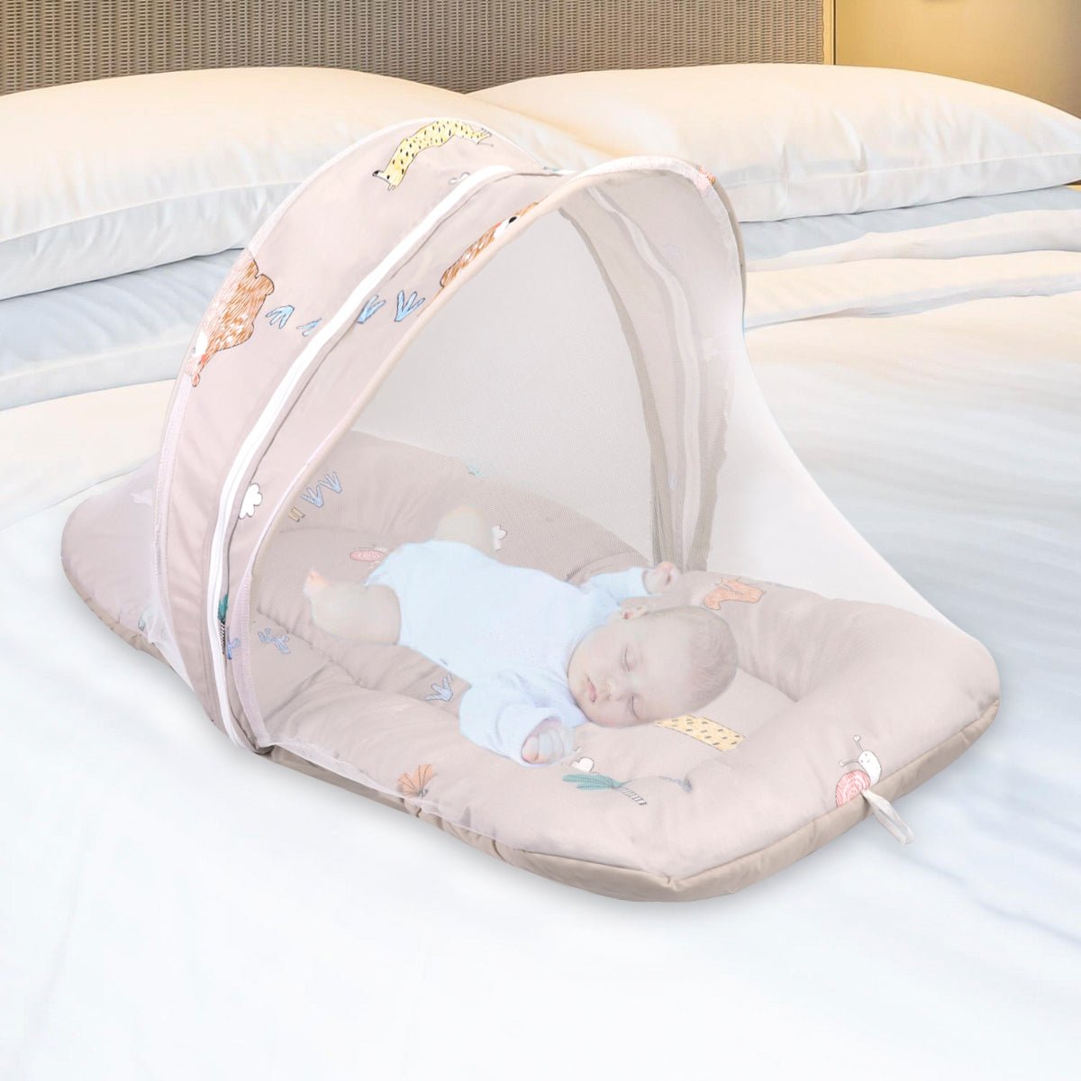 R for Rabbit Snuggy Safari - Tan Brown - Baby Mosquito Net Portable Bed