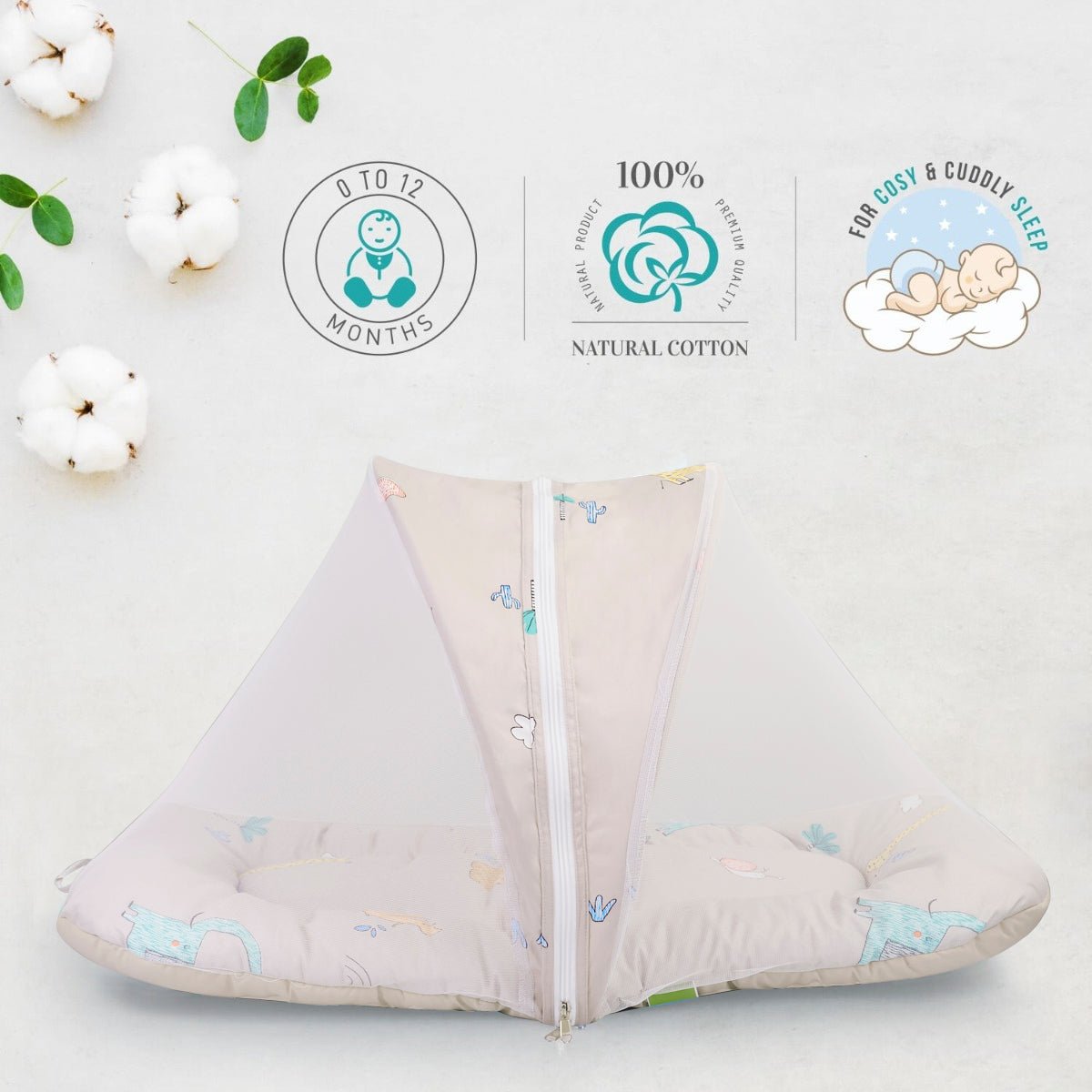 R for Rabbit Snuggy Safari - Tan Brown - Baby Mosquito Net Portable Bed