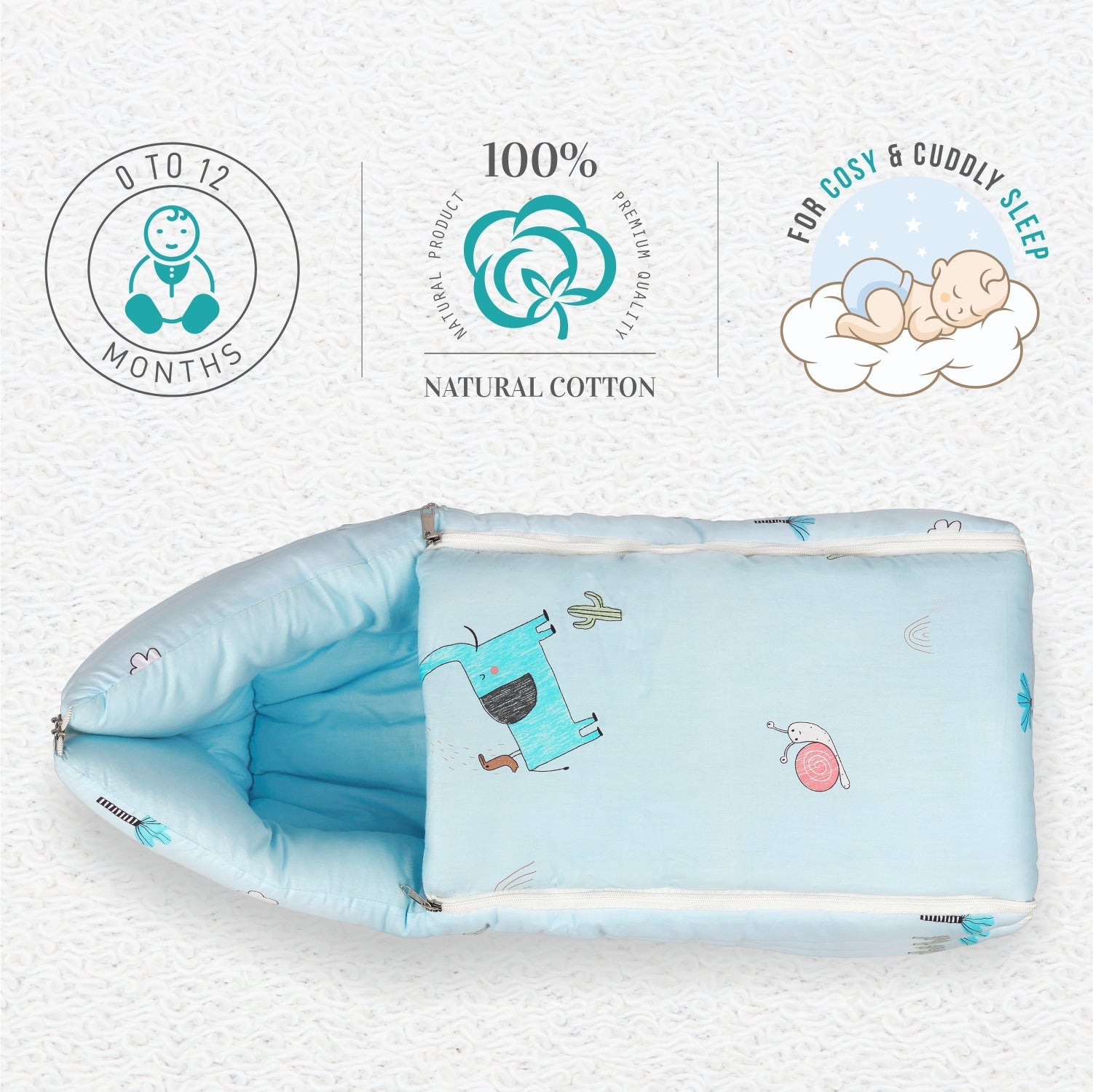 R for Rabbit Snuggy - Sky Blue - Baby Nest