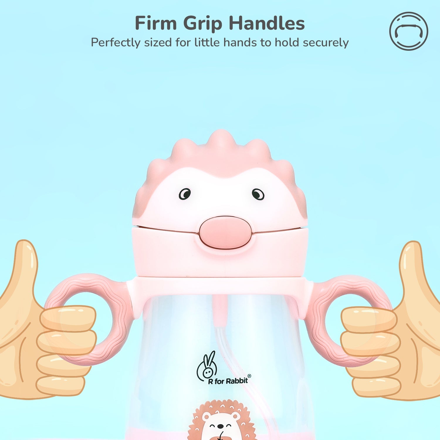 R for Rabbit Spikey Straw Sipper Peach Pink Feeding Nursing and Nursery - Sippers