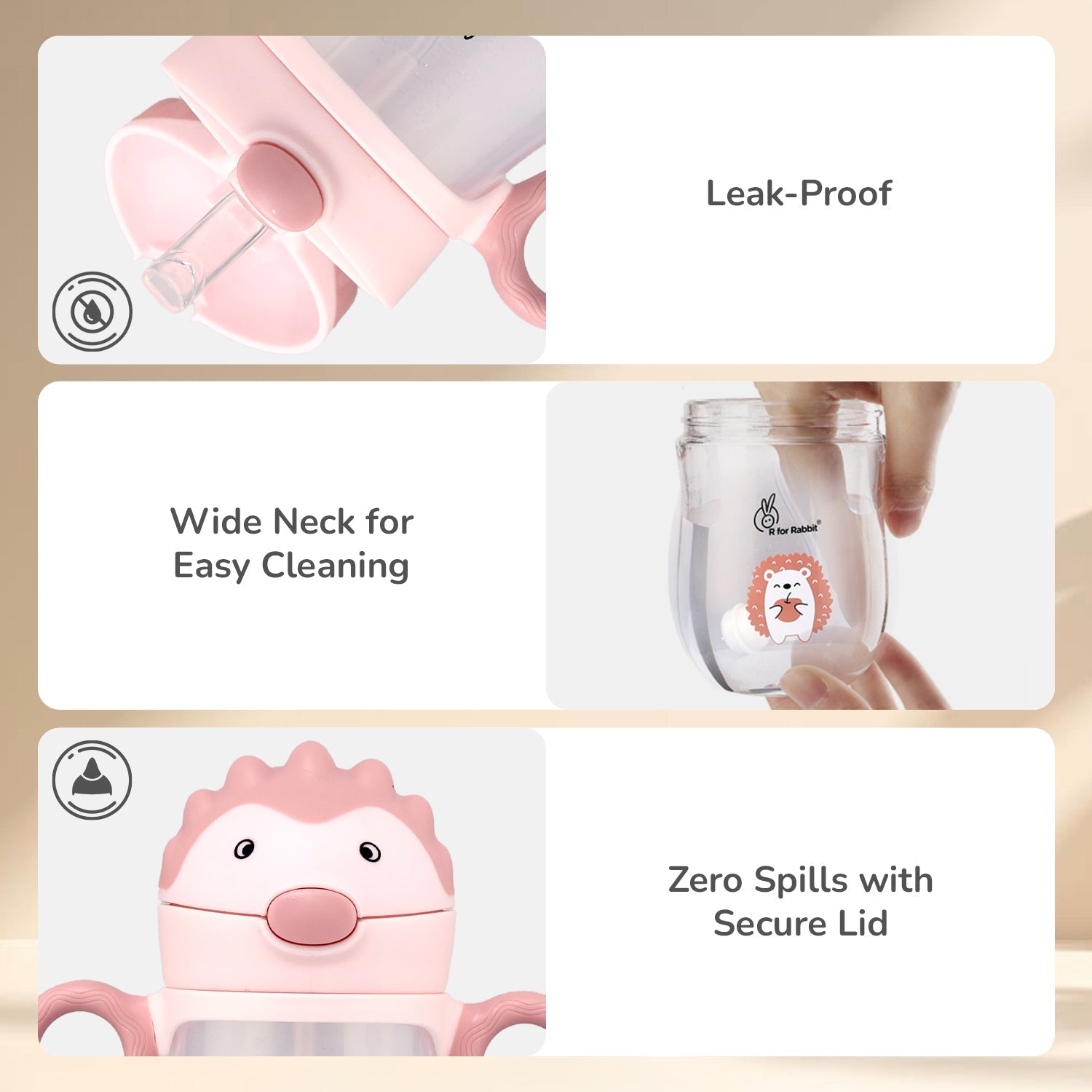 R for Rabbit Spikey Straw Sipper Peach Pink Feeding Nursing and Nursery - Sippers