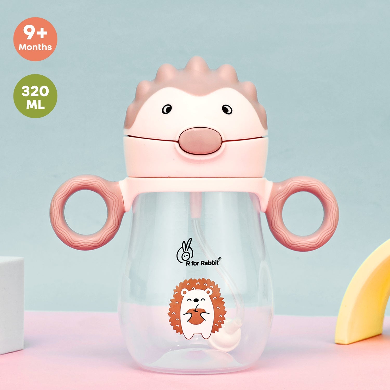 R for Rabbit Spikey Straw Sipper Peach Pink Feeding Nursing and Nursery - Sippers