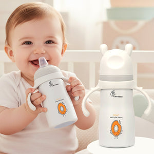 R for Rabbit Steebo Fusion Spout Cup Stainless Steel Bottle For Kids, 270ml Leak Proof - Beige - Spout Cup
