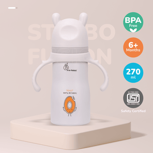R for Rabbit Steebo Fusion Spout Cup Stainless Steel Bottle For Kids, 270ml Leak Proof - Beige - Spout Cup