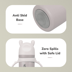 R for Rabbit Steebo Fusion Spout Cup Stainless Steel Bottle For Kids, 270ml Leak Proof - Beige - Spout Cup