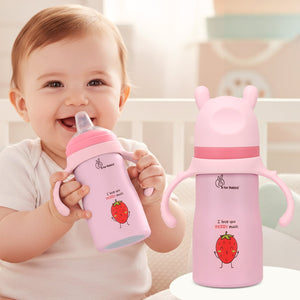 R for Rabbit Steebo Fusion Spout Cup Stainless Steel Bottle For Kids, 270ml Leak Proof - Pink - Spout Cup