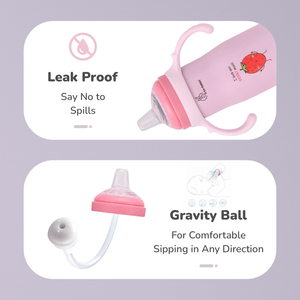 R for Rabbit Steebo Fusion Spout Cup Stainless Steel Bottle For Kids, 270ml Leak Proof - Pink - Spout Cup