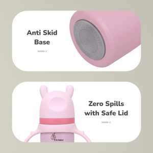 R for Rabbit Steebo Fusion Spout Cup Stainless Steel Bottle For Kids, 270ml Leak Proof - Pink - Spout Cup