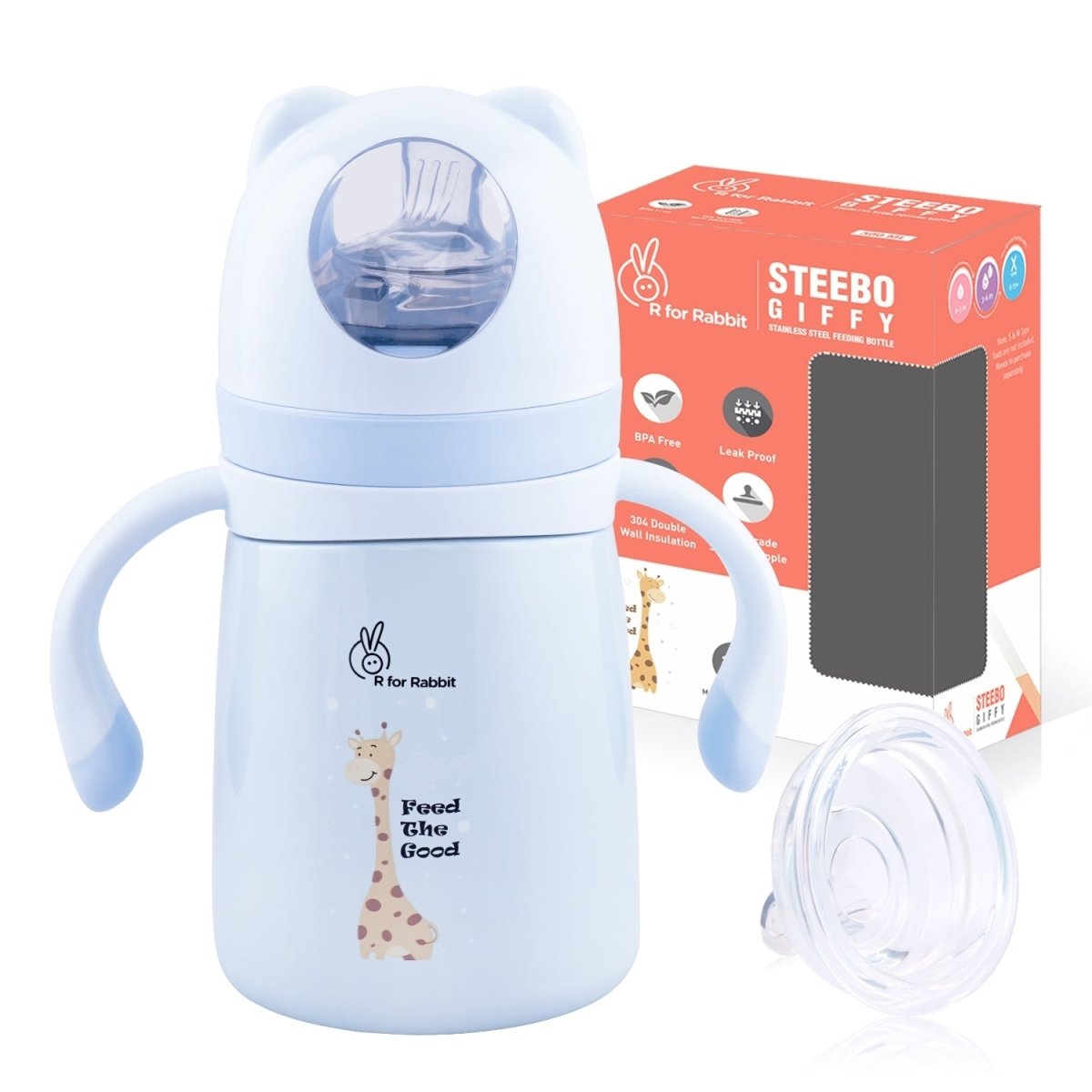 R for Rabbit Steebo Giffy Spout Cup- Blue - SGSBB300