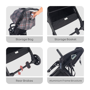 R for Rabbit Street Smart Aero - Grey Stripes - Baby Stroller & Prams