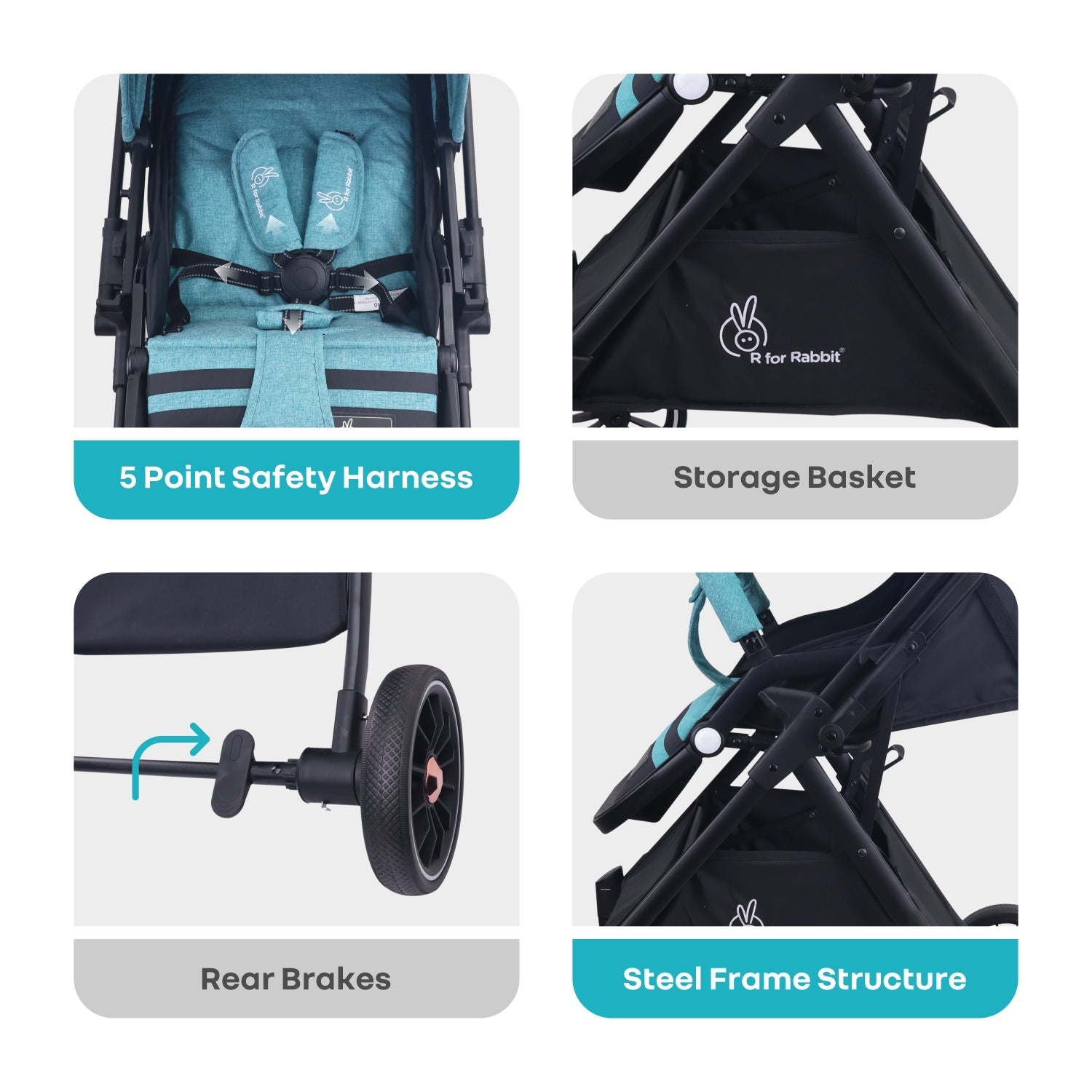 R for Rabbit Street Smart Nova Stroller Green Black Baby Gear - Baby Stroller & Prams