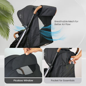 R for Rabbit Street Smart - Pure Black - Baby Stroller & Prams