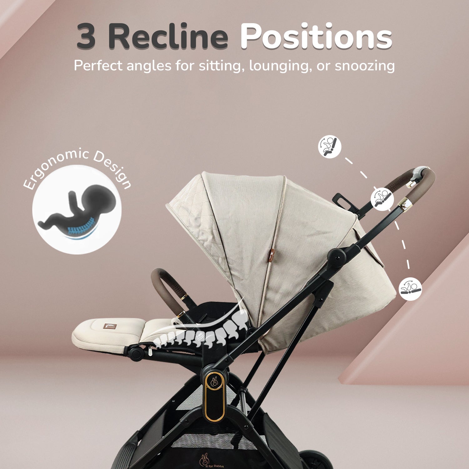 R for Rabbit Street Smart Regal – Reversible Stroller with Auto Fold & 5 - Point Harness - STSRBE05