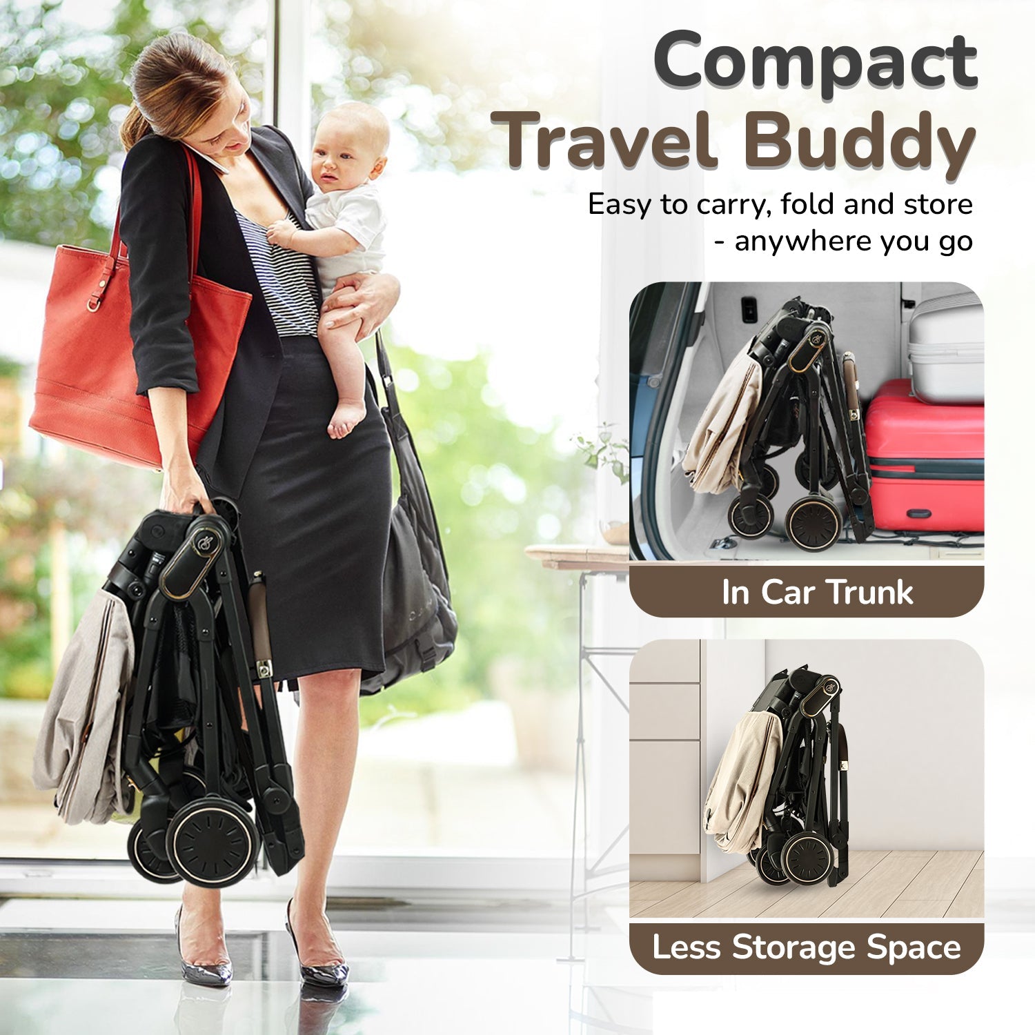 R for Rabbit Street Smart Regal – Reversible Stroller with Auto Fold & 5 - Point Harness - STSRBE05