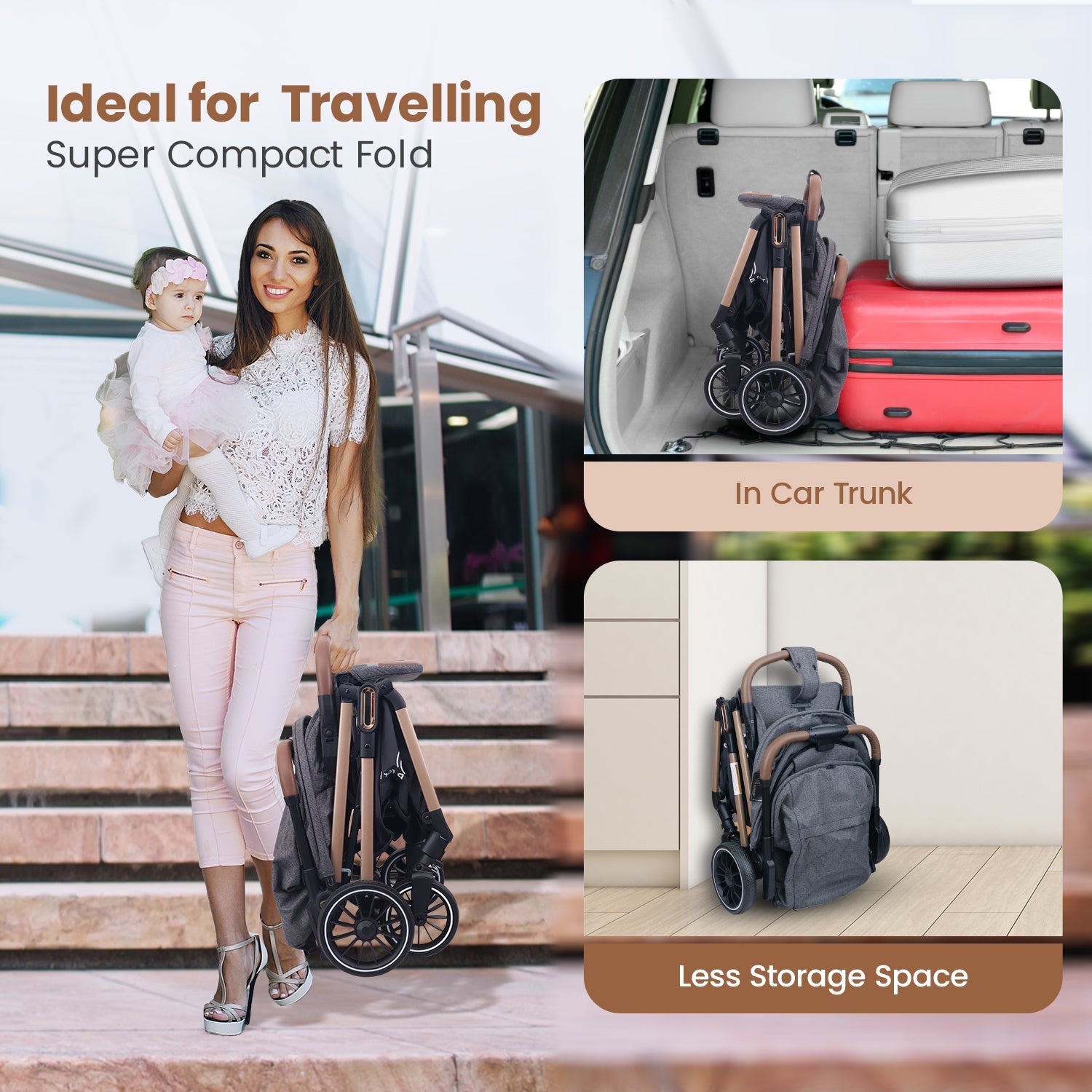 R for Rabbit Street Smart Stroller Ash Grey Baby Gear - Baby Stroller & Prams