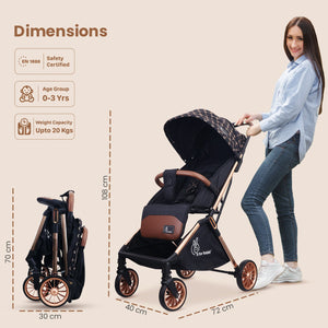 R for Rabbit Street Smart Stroller Gold Black Baby Gear - Baby Stroller & Prams
