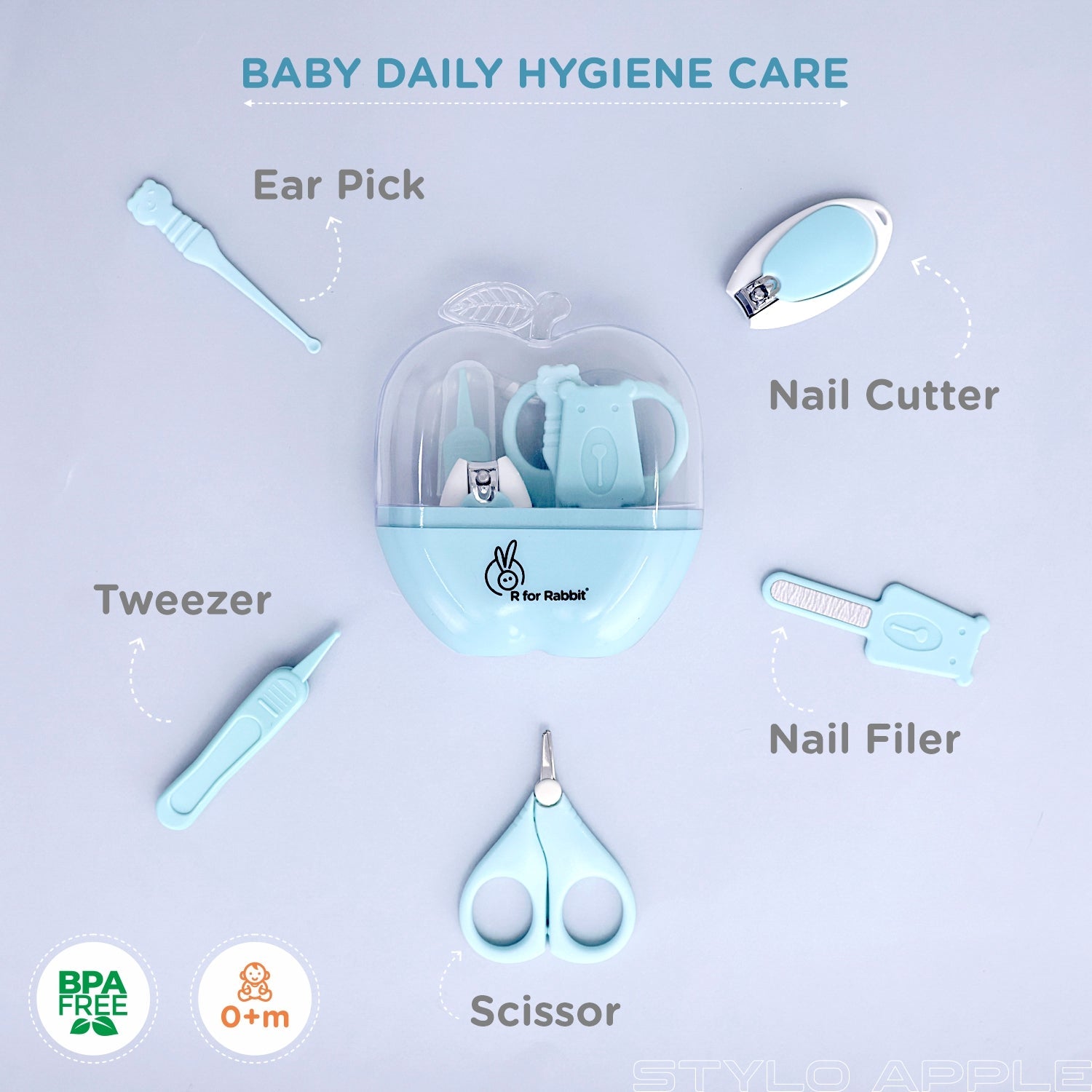 R for Rabbit Stylo Apple Baby Manicure Set - Blue - GRSTAB2